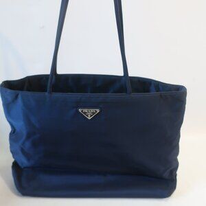 Authentic Women Prada Tessuto City (21) Blue Baltico Nylon Shopper Tote Handbag